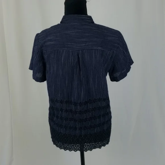 Madewell M eyelet striped button front blouse - Picture 5 of 6